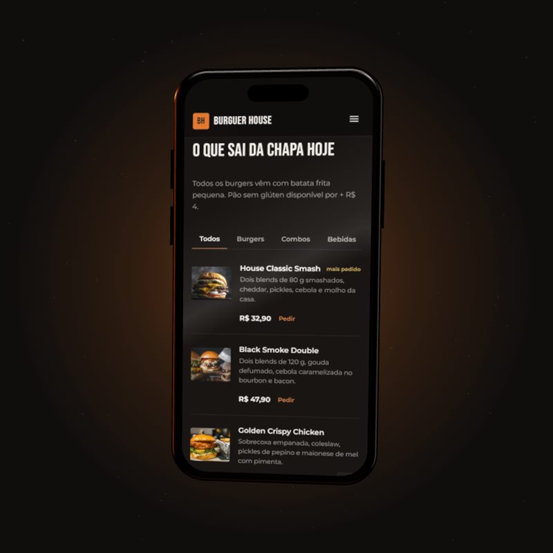 Celular com o site aberto na tela