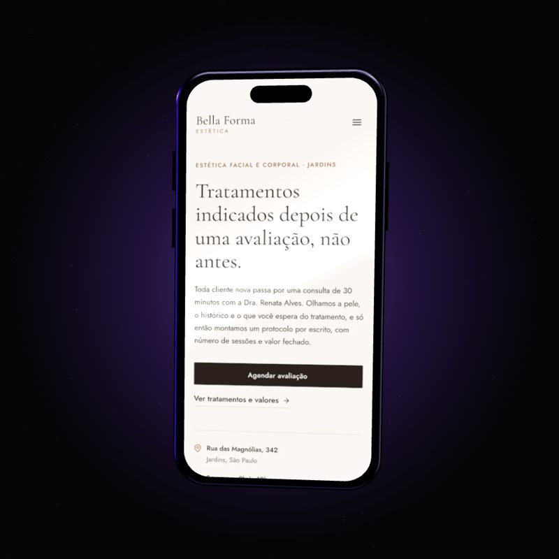Celular 3D da CodeWave com um site aceso na tela